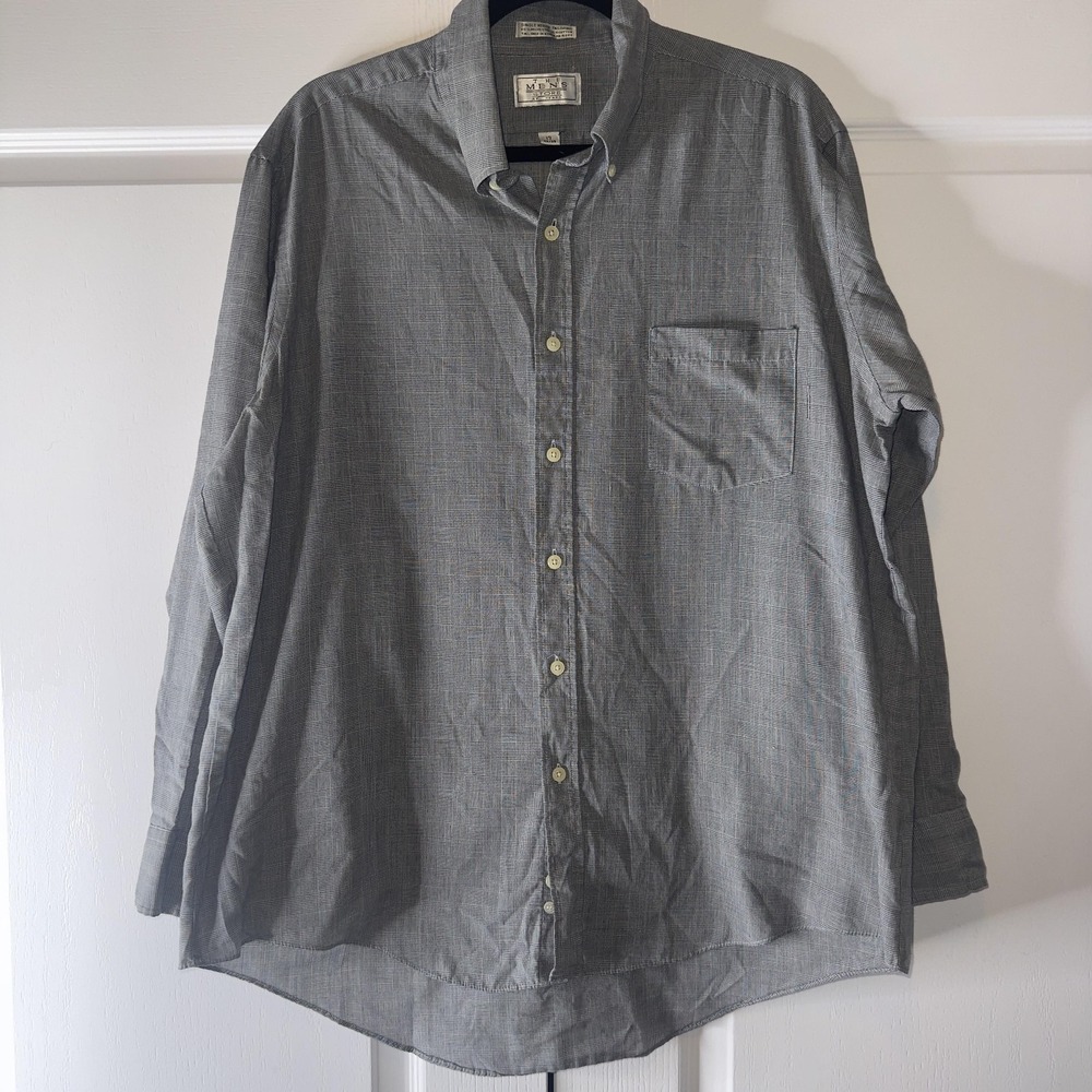 Vintage The Men's Store At Sears Dress Shirt Mens 17 Gray Check Button Down